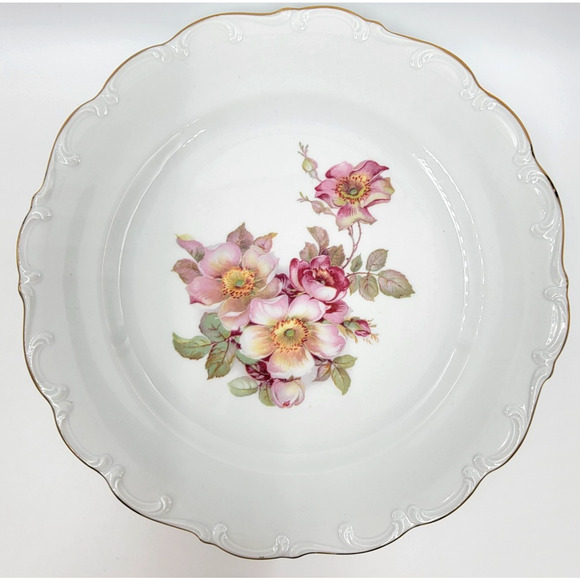 Schumann Arzberg Briar Rose Dinner Plate Gold Trim Bavaria Germany 1950s - Picture 3 of 6